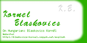 kornel blaskovics business card